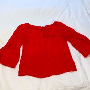 Counterparts size medium, red gauze, bell sleeved top